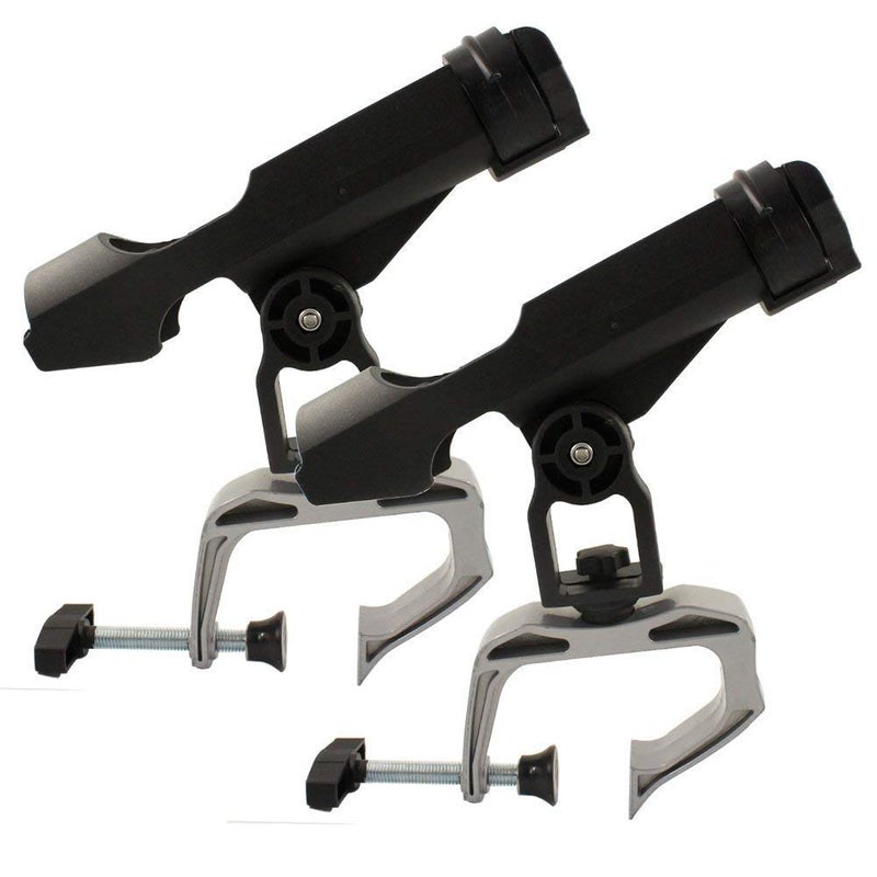 Shaddock Fishing Fishing Boat Rods Holder 360 Degree Rotation Adjustable Power Lock Fishing Rod Racks Folding Holder with Large Clamp Opening (2PCS 02# Max Opening 1.97") - Image 1